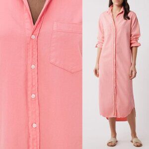 Frank & Eileen Rory Sunset‎ Pink Voile Organic Cotton Maxi Shirt Dress Size XXS